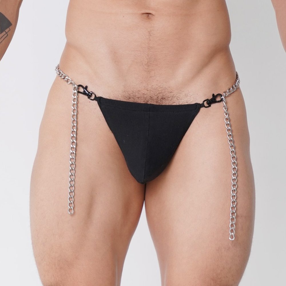 Black Cotton Chain G-String